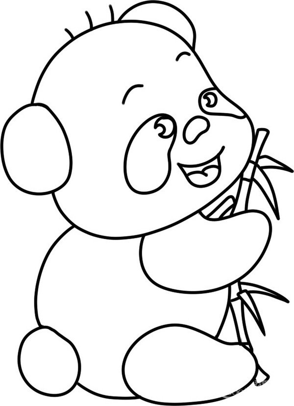 吃竹子的熊猫简笔画图片大全
