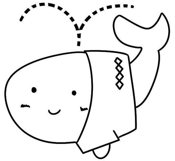 鲸鱼在海面上喷水简笔画图片