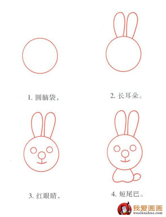 可爱小白兔的简笔画画法步骤图片