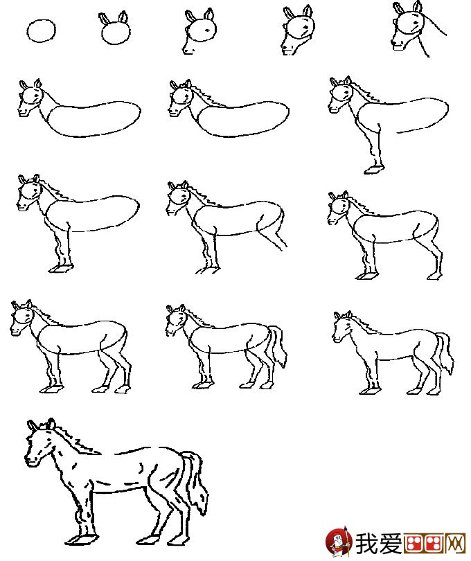 最简单马的简笔画画法图片