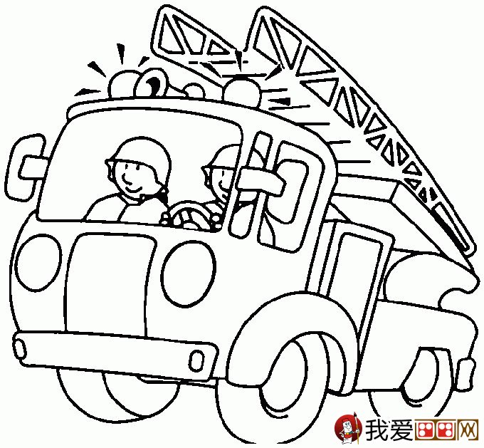 儿童简单消防车简笔画图片大全