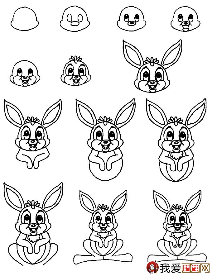 可爱兔子简笔画画法步骤图片