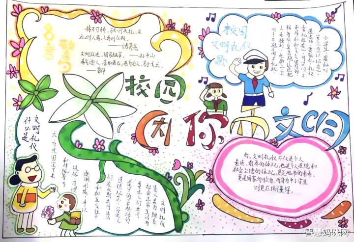 创建文明校园我参与手抄报