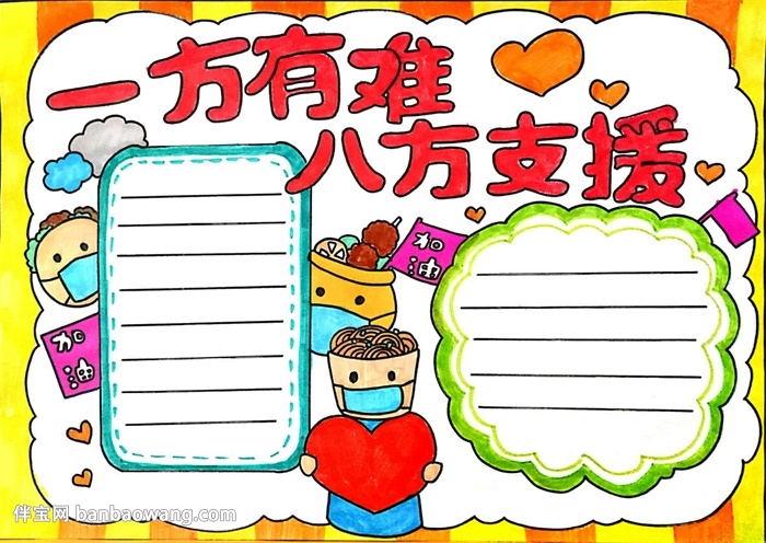 一方有难八方支援众志成城手抄报