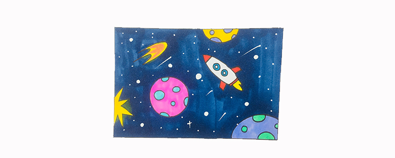 用普通彩色铅笔画星空
