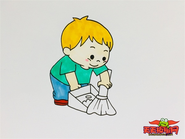 小男孩做家务儿童简笔画