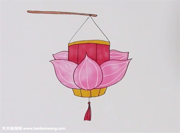 简单好看的莲花灯笼简笔画怎么画
