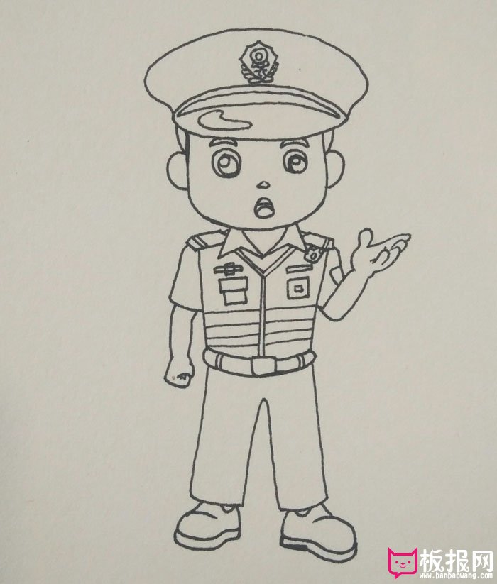 小警察全身简笔画怎么画