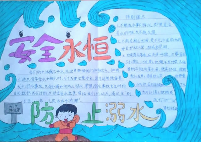 防溺水安全知识教育手抄报图片