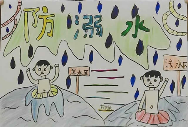 简单又漂亮小学生防溺水手抄报图片
