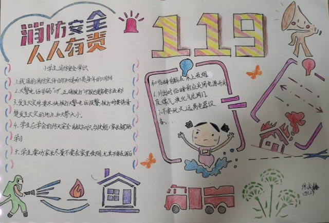 119消防安全宣传优秀手抄报
