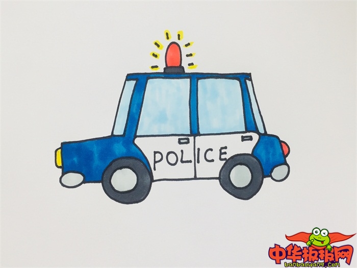 警车简笔画法卡通画画
