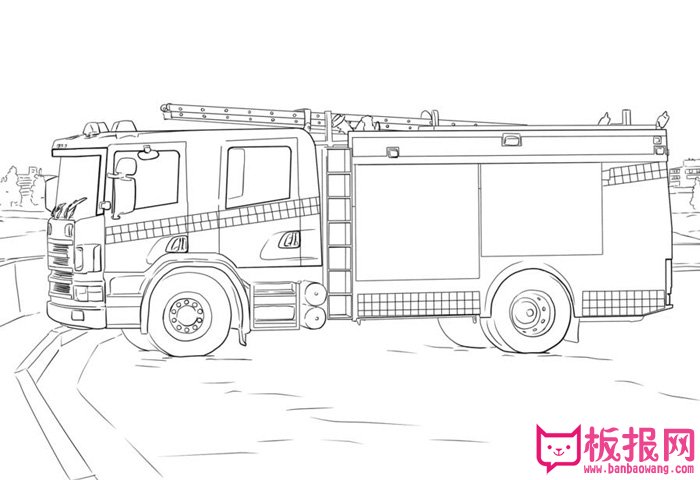 消防车简笔画 儿童画消防简简单