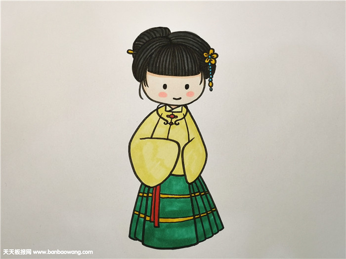 又简单又好看的画汉服女生简笔画