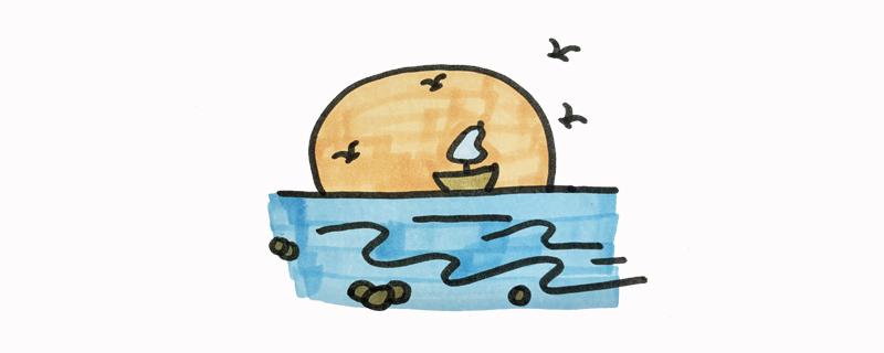 海边日落怎么画简笔画