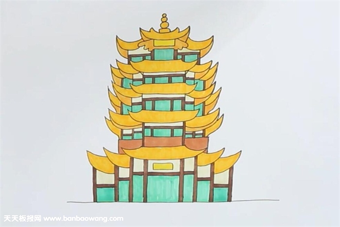 黄鹤楼简笔画儿童步骤