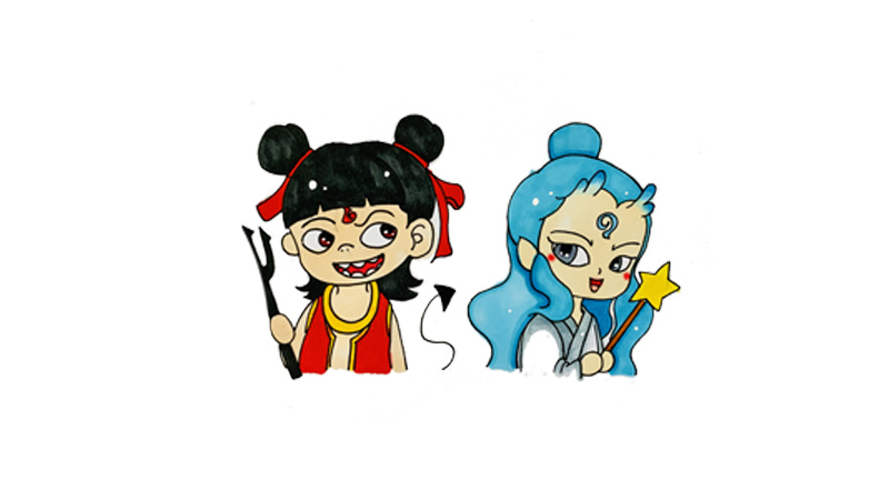 哪吒和敖丙怎么画简笔画