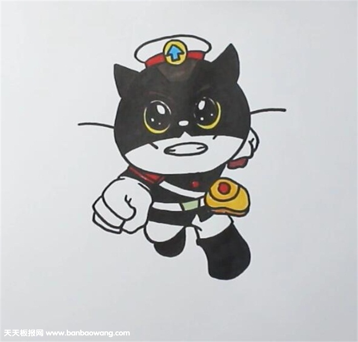 帅气的黑猫警长简笔画