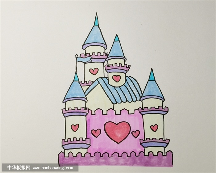 迪士尼城堡简笔画教程