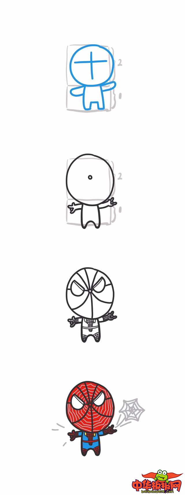 简笔画卡通蜘蛛人全身怎么画