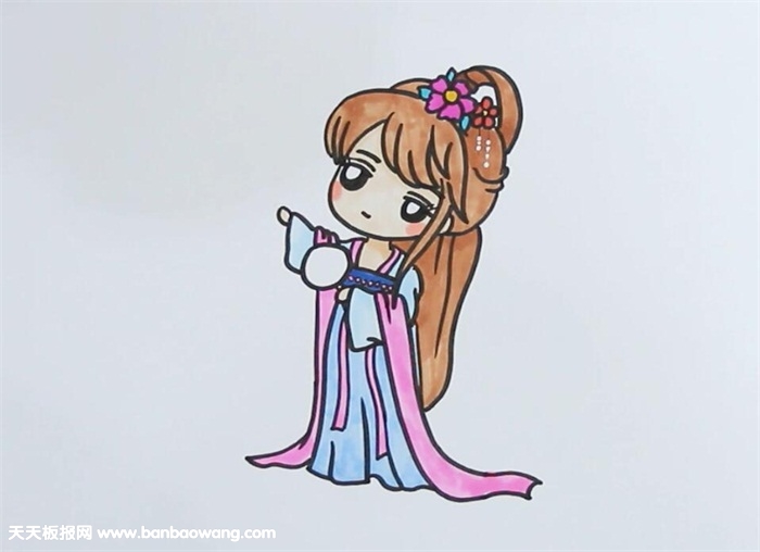 可爱的古风q版少女简笔画