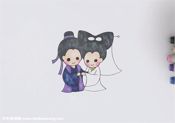 白娘子和许仙的简笔画卡通画