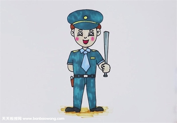 帅气的保安叔叔简笔画怎么画