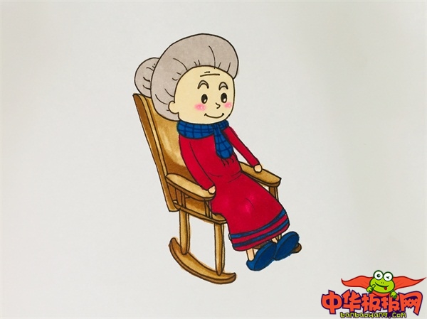 老人坐在摇椅上简笔画怎么画
