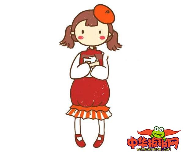 画小女孩简单又优雅可爱衣服