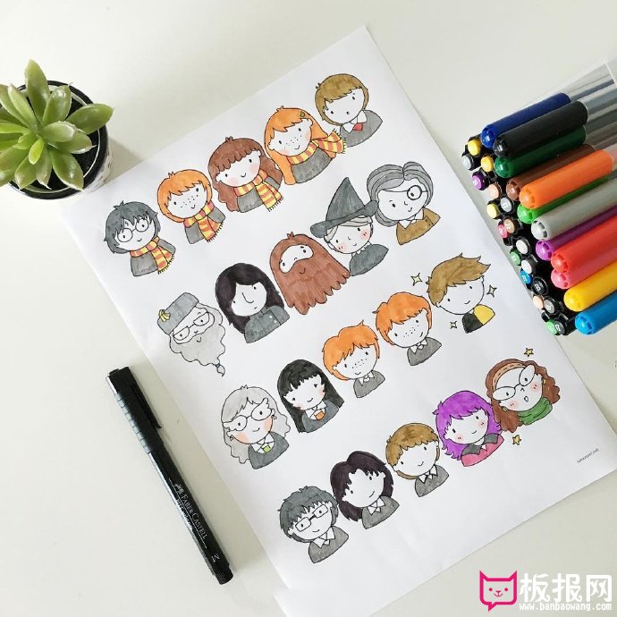 各种人物头像彩色简笔画