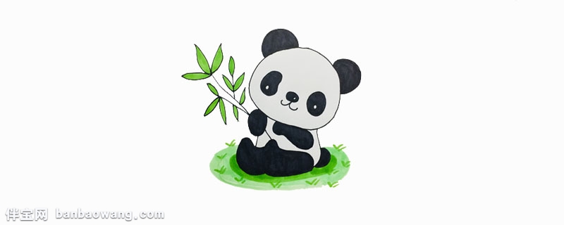 熊猫吃竹子场景简笔画图片大全