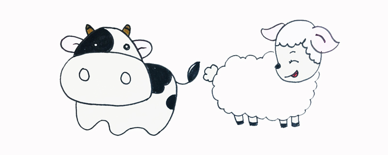 牛和羊在一起的简笔画