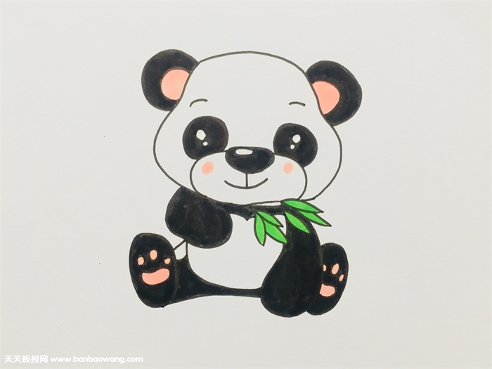 熊猫在吃竹子怎么画简单的