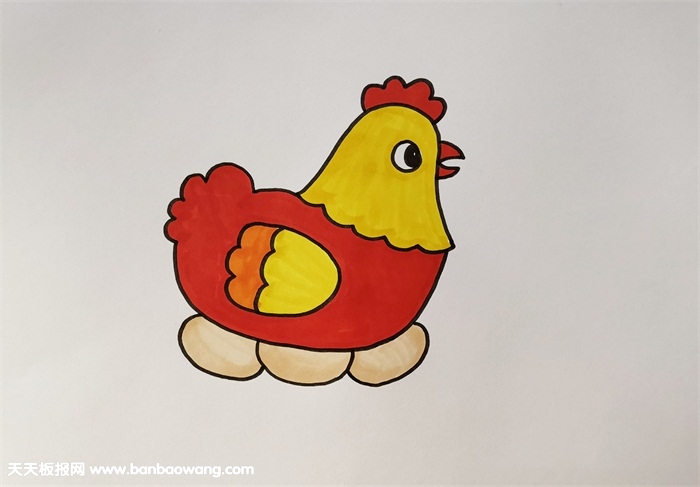 一步一步画母鸡的步骤