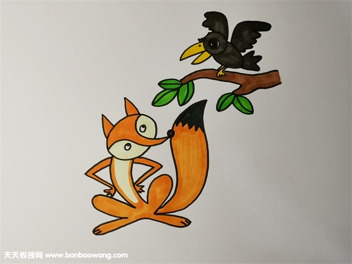 乌鸦和狐狸情景简笔画