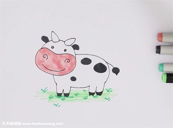 一头奶牛简笔画彩色