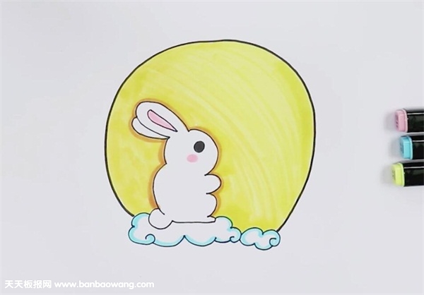 月亮上的玉兔简笔画