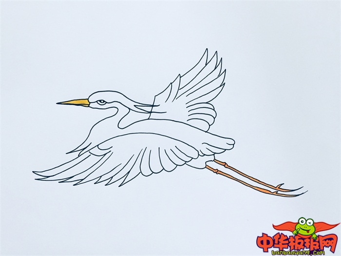 飞在天上的白鹭简笔画