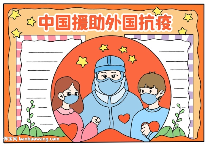 中国援助外国同声抗疫手抄报