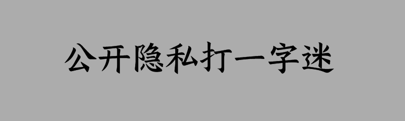 公开隐私打一字迷