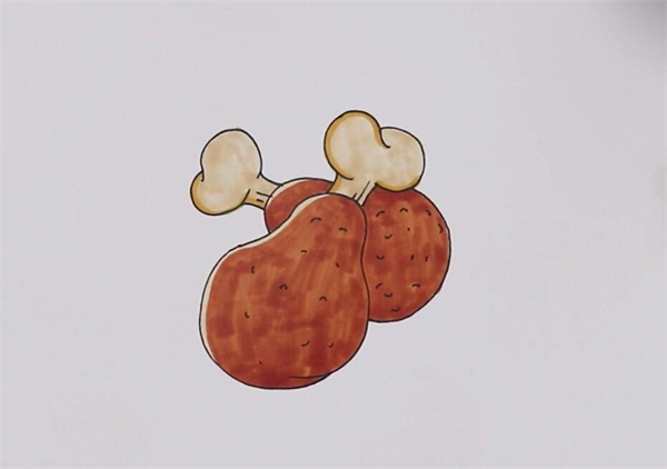 2个鸡腿简笔画怎么画