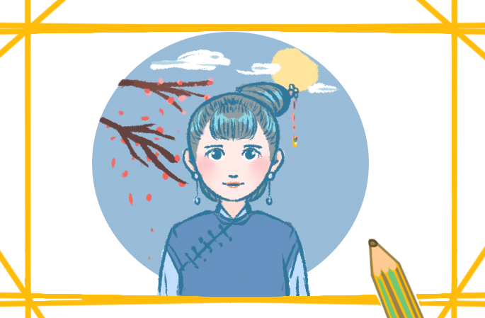古风简笔画人物女