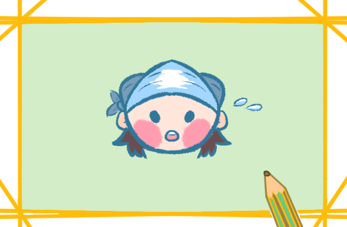 流汗中的小女生简笔画