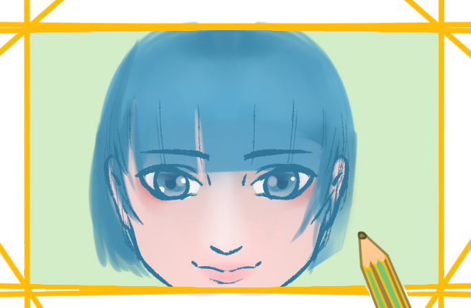 可爱齐刘海女生简笔画