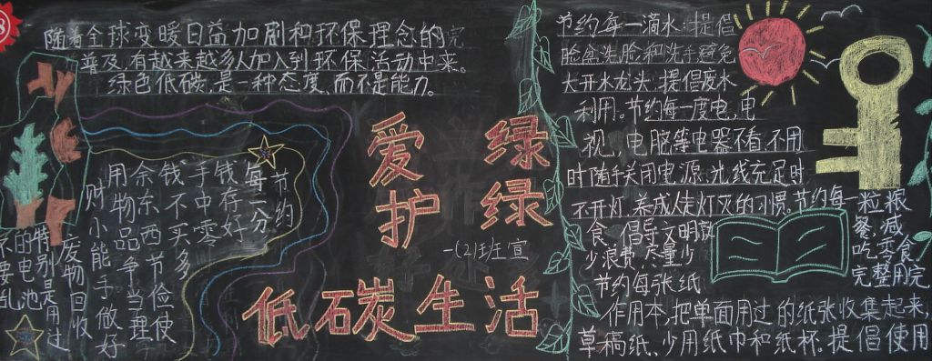 低碳生活黑板报图片