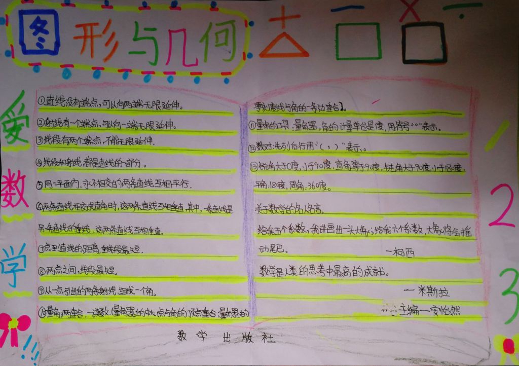 数学关于图形的手抄报图片
