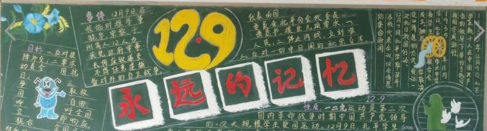关于纪念一二九运动的黑板报