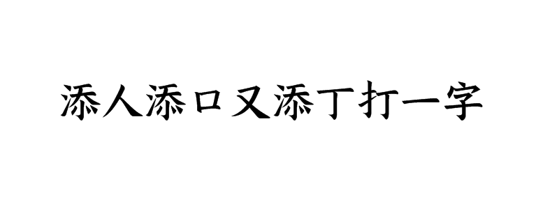 添人添口又添丁打一字谜底解释