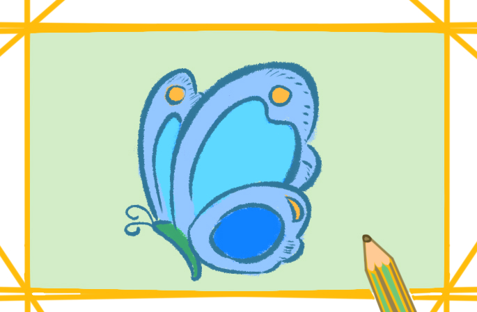 蓝色的蝴蝶简笔画
