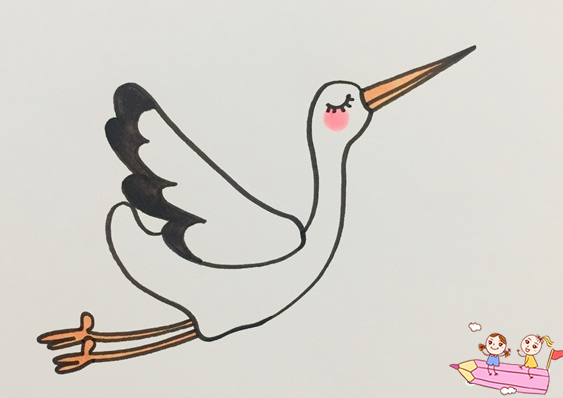 飞起来的仙鹤简笔画